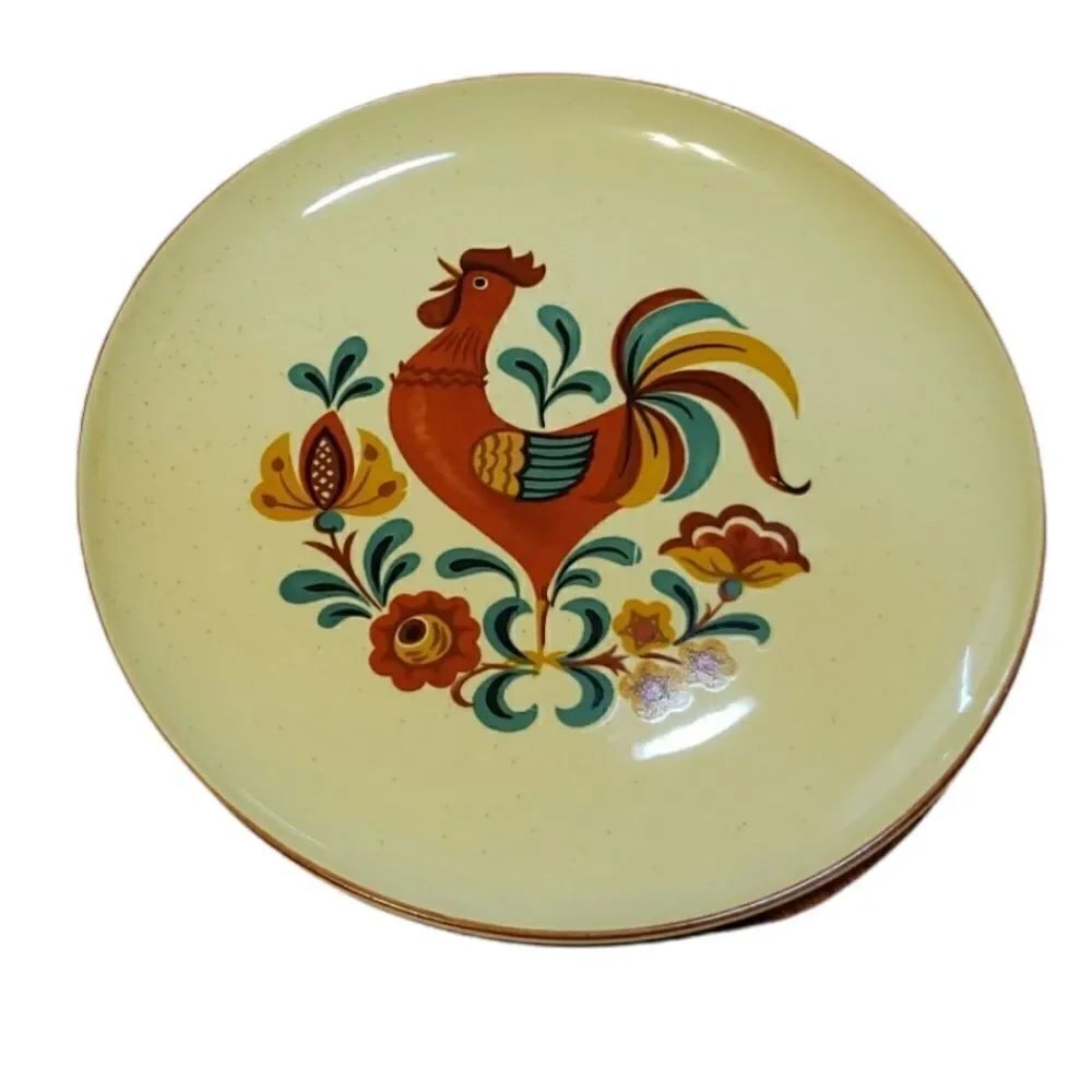 *chipped VTG Reveille ROOSTER Dinner Plate Taylor